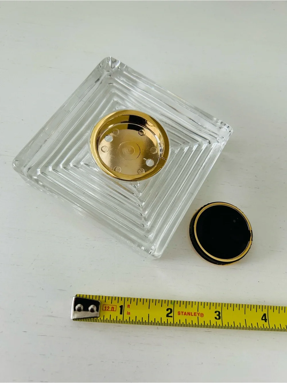 Sasaki Clear Crystal Clock with Gold Dial